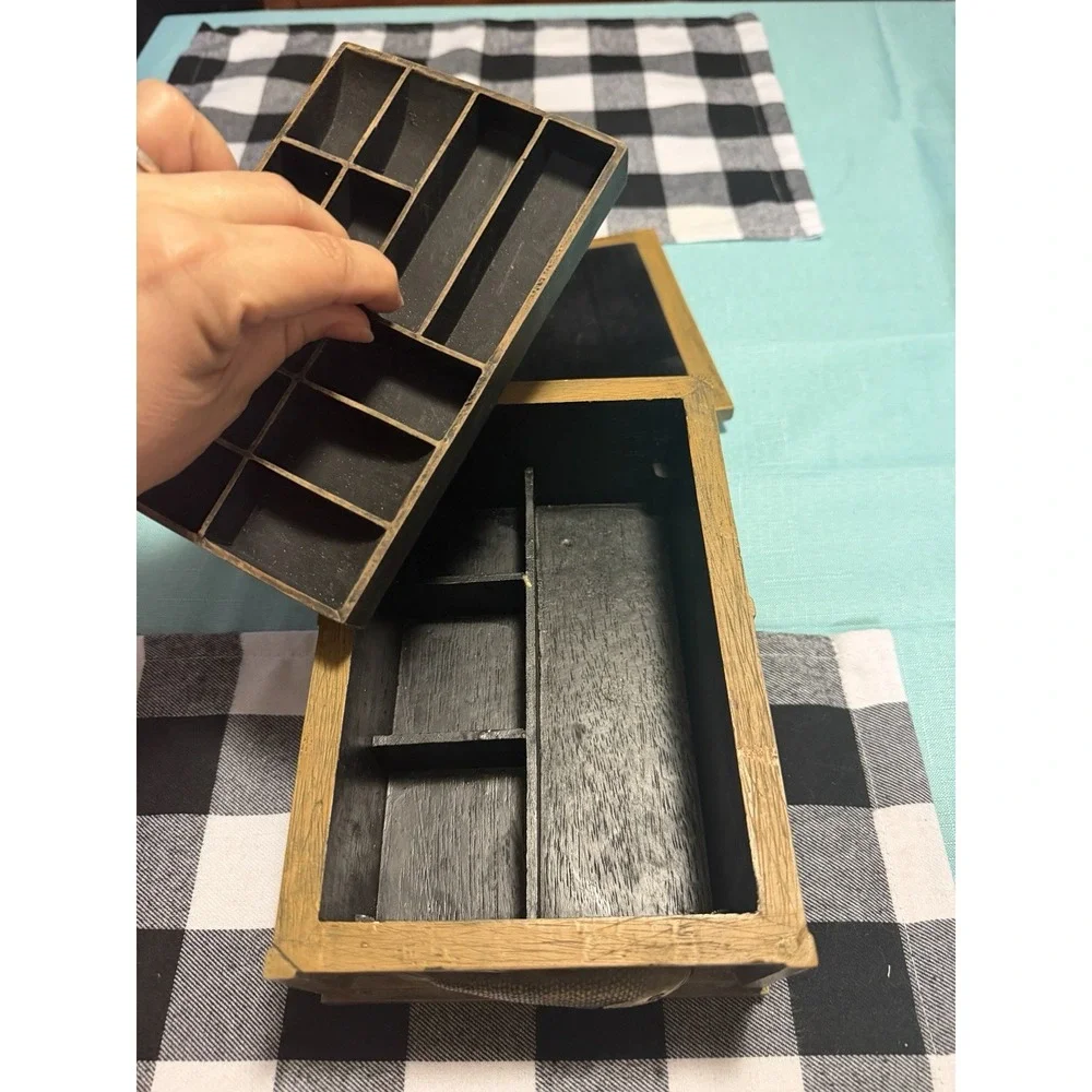 Vintage Jewelry Box Organizer 3D Resin Fishing Theme Lure Catch Box Heavy